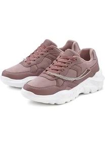 Sneaker Lascana, Damen, Gr. 38, lila (mauve), Obermaterial: 100% Textilmaterial. Decksohle: 100% Textilmaterial. Futter: 100% Textilmaterial. Laufsohle: 100% Synthetik, unifarben, Schuhe Sneaker, mit Chunky-Sohle & Ketten, Schn&uuml;rhalbschuhe, Freizeitschuhe VEGAN