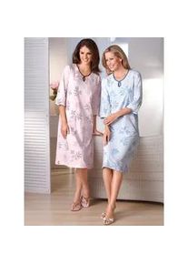 Nachthemd Ascafa "Nachthemden", Damen, Gr. 52/54, Normalgr&ouml;&szlig;en, bunt (bleu, ros&eacute;), 100% Baumwolle, gebl&uuml;mt, gemustert, Kleider Nachthemd