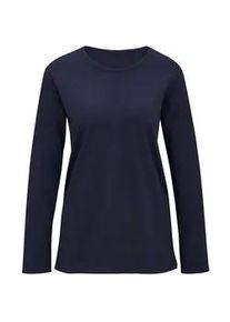 Pyjamaoberteil "Schlafanzug-Shirt", Damen, Gr. 44/46, blau (nachtblau), 100% Baumwolle, unifarben, Shirts, Topseller