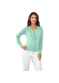 Cardigan Heine, Damen, Gr. 50, gr&uuml;n (mint), 90% Baumwolle, 10% Seide, unifarben, Strickjacken
