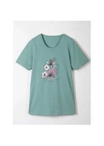 Schlafanzug, Damen, Gr. 36/38, gr&uuml;n (salbei, bedruckt), 100% Baumwolle, Homewear-Sets Schlafanzug