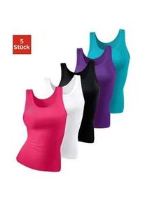 Unterhemd Petite Fleur, Damen, Gr. 38/40, N-Gr, bunt (pink, schwarz, wei&szlig;, lila, t&uuml;rkis), Feinripp, Obermaterial: 100% Baumwolle, unifarben, k&ouml;rpernah, tiefer Rundhals, Unterhemden Unterhemd, aus weicher Feinripp-Qualit&auml;t, Tanktop, Unterziehshirt, Topseller