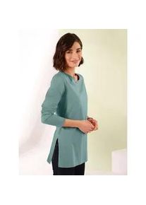 Langarmshirt Classic Basics "Longshirt", Damen, Gr. 54, gr&uuml;n (jade), 100% Baumwolle, unifarben, Rundhals, Shirts Langarmshirt