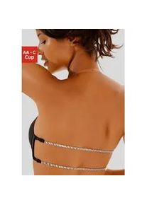 Push-up-BH Lascana, Damen, Gr. 70, Cup A, schwarz, Microtouch, Obermaterial: 60% Polyamid, 35% Polyester, 5% Elasthan, BHs BH Push-up-BH B&uuml;gel-BH Neckholder-BH Schalen-BH, mit Strassr&uuml;cken f&uuml;r tiefen R&uuml;ckenausschnitt, sexy Dessous