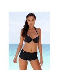 Bikini-Hotpants Lascana "Italy", Damen, Gr. 42, N-Gr, schwarz, Microfaser, Microfaser, Polyamid, unifarben, Badehosen, mit Zierg&uuml;rtel