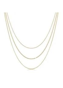 Gliederkette Elli "Basic Layer Lagen Look Trend Blogger 925 Silber" Gr. 45, gold, Halsketten, Damen, 45, ohne Stein, Silber 925 (Sterlingsilber), L: 45, Gliederkette