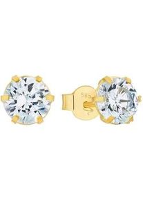 Paar Ohrstecker Amor "2028609", gold (goldfarben,wei&szlig;, kristallwei&szlig;), Ohrringe, Damen, Gelbgold 585, mit Zirkonia (synth.)