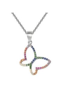 Kette mit Anh&auml;nger Firetti "Schmuck Geschenk Silber 925 Halsschmuck Halskette Regenbogen", bunt (silberfarben, gr&uuml;n, blau, hellgelb, rot, orange, violett), Halsketten, M&auml;dchen, Silber 925 (Sterlingsilber), L: 45 B: 1,1mm, Made in Germany - mit Zirkonia (synth.), B:1,1mm