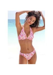 B&uuml;gel-Bikini-Top Lascana "Jasmin", Damen, Gr. 40, Cup C, bunt (rot, flieder), Microfaser, floral, Bikini-Oberteile, im Bl&uuml;mchen-Druck