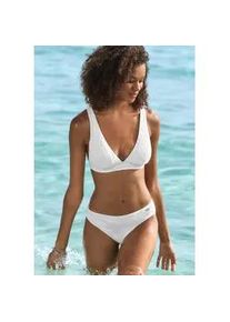 Triangel-Bikini-Top Buffalo "Bubble", Damen, Gr. 32, Cup A/B, beige (creme), Obermaterial: 96% Polyamid, 4% Elasthan. Futter: 92% Polyester, 8% Elasthan, Strukturmuster, Bikini-Oberteile, mit floraler Struktur