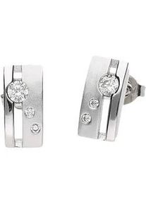 Paar Ohrstecker Firetti "Schmuck Geschenk Ohrschmuck Ohrringe matt glanz", silber (silberfarben, kristallwei&szlig;, kristallwei&szlig;), Ohrringe, Damen, Messing, mit Zirkonia (synth.)