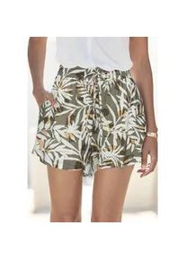 Shorts Vivance, Damen, Gr. 36, N-Gr, gr&uuml;n (gr&uuml;n, creme bedruckt), Jersey, Obermaterial: 100% Viskose, bedruckt, figurumspielend kurz, Hosen Shorts, mit Alloverdruck aus Viskosejersey, kurze Hose mit Taschen