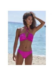 Bandeau-Bikini-Top s.Oliver "Joy", Damen, Gr. 32, Cup A/B, rosa (pink), Recycling-Polyamid, unifarben, Bikini-Oberteile, mit modischen Cut-Outs