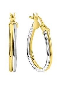 Diamonds by Ellen K. Paar Creolen "375/- Gelbgold bicolor 2rhg. glanz", bunt (mehrfarbig), FASCINATION BY ELLEN K., Ohrringe, Damen, one-size, Gold