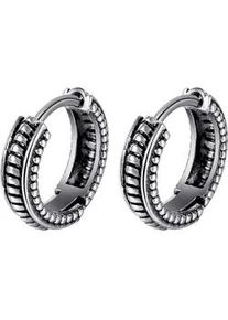 Paar Creolen Firetti "Schmuck Geschenk Edelstahl Ohrschmuck Ohrringe Classic", schwarz (altsilberfarben, schwarz), Ohrringe, Damen, 14,3mm, Edelstahl