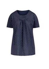 Kurzarmshirt Classic Basics "Shirt", Damen, Gr. 44, blau (marine, gemustert), 100% Baumwolle, gemustert, mehrfarbig, Rundhals, Shirts