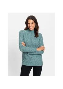 Strickpullover Inspirationen "Pullover", Damen, Gr. 44, blau (ozean, meliert), 43% Polyester, 42% Polyacryl, 11% Polyamid, 4% Wolle, gemustert, mehrfarbig, meliert, Pullover Strickpullover