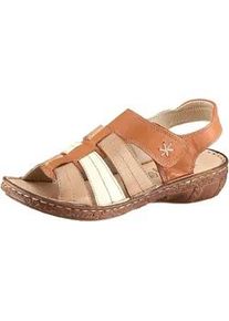 Sandale, Damen, Gr. 36, beige (beige, sand), Glattleder, Schuhe Sandale