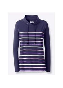 Langarmshirt Casual Looks "Shirt", Damen, Gr. 46, blau (marine, geringelt), 100% Baumwolle, gemustert, gestreift, mehrfarbig, Shirts Langarmshirt