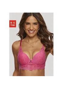 Push-up-BH s.Oliver "Romane", Damen, Gr. 75, Cup B, orange (koralle), Spitze, Obermaterial: 54% Polyamid, 37% Polyester, 9% Elasthan, BHs Push-up-BH, mit B&uuml;gel und graphischer Spitze in transparenter Optik, Dessous