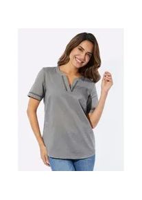 Schlupfbluse Classic Basics, Damen, Gr. 44, grau, 100% Baumwolle, gemustert, gepunktet, Rundhals, Blusen Schlupfbluse