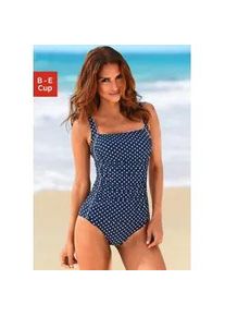 Badeanzug Lascana, Damen, Gr. 44, Cup B, blau (marine, wei&szlig;), Polyamid, gepunktet, Badeanz&uuml;ge Badeanzug, im P&uuml;nktchen-Design mit Shaping-Effekt