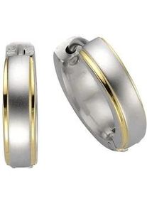 Paar Creolen Vivance "Edelstahl teils vergoldet glanz/matt", Damen, Gr. one-size, Edelstahl, bunt (mehrfarbig), Ohrringe