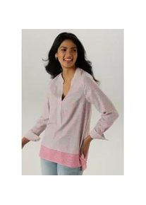 Longbluse Aniston SELECTED, Damen, Gr. 46, rosa (rose, mintgr&uuml;n, wei&szlig;), Web, Obermaterial: 100% Viskose, bedruckt, gemustert, l&auml;ssig geschnitten Po-bedeckend, V-Ausschnitt, 2-Knopf-Manschette, Blusen Longbluse, mit Rankenmusterung und Bord&uuml;rendruck am Saum, Topseller