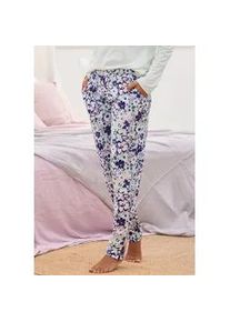 Pyjamahose s.Oliver, Damen, Gr. 44/46, N-Gr, rosa (grau, rosa, gebl&uuml;hmt), Single Jersey, Obermaterial: 50% Baumwolle, 50% Viskose, gebl&uuml;mt, Basic, Basic kn&ouml;chellang, Hosen Pyjamahose, mit sch&ouml;nem Allover-Print