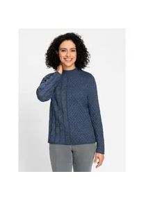 Stehkragenpullover Inspirationen "Stehkragen-Pullover", Damen, Gr. 42, blau (rauchblau), 60% Baumwolle, 40% Polyacryl, unifarben, Pullover Stehkragenpullover