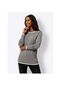 Strickpullover Heine "Pullover", Damen, Gr. 44, grau, 70% Viskose, 30% Polyamid, unifarben, Pullover Strickpullover