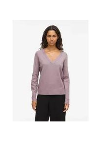 V-Ausschnitt-Pullover Vila "VINIKOLINA V-NECK L/S KNIT TOP - NOOS", Damen, Gr. M, toadstool detail:melange, Strick, Obermaterial: 97% Polyester, 3% Elasthan, meliert, regular fit h&uuml;ftlang, V-Ausschnitt, Rippb&uuml;ndchen, Pullover