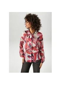 Schluppenbluse Aniston CASUAL, Damen, Gr. 36, rot (wollwei&szlig;, rot, pink, fuchsia, orange, rosa, bordeaux, marine, schwarz), Chiffon, Obermaterial: 100% Polyester, bedruckt, leicht transparent, l&auml;ssig geschnitten h&uuml;ftlang, Rundhals, elastischer Bund mit Gummizug, Blusen Schluppenbluse, mit gro&szlig;fl&auml;chigen, grafischen Bl&auml;ttern bedruckt