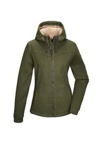 Fleecejacke "GW 38 WMN KNTFLC JCKT", Damen, Gr. 42, olivgr&uuml;n, Oberseite: 100% Polyester;R&uuml;ckseite: 100% Polyester, G.I.G.A. DX BY KILLTEC, Jacken Fleecejacke, Strickfleecejacke mit Teddyfutter, verstellbarer Kapuze, Kinnschutz