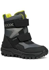 Winterstiefel Geox "J HIMALAYA BOY B ABX", Damen, Gr. 35, grau (grau, lime), Synthetik, Textil, Schuhe Winterstiefel, Snowboots, Klettstiefel mit Warmfutter, Gr&ouml;&szlig;enschablone zum Download, Topseller