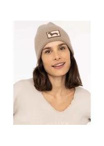 Beanie Zwillingsherz "Dog Patch", Damen, beige (taupe), Strick, Obermaterial: 55% Polyacryl, 30% Viskose, 15% Wolle, M&uuml;tzen Beanie, mit s&uuml;&szlig;em Dackelmotiv und Wollanteil
