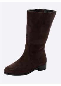 sheego Große Größen Weitschaftstiefel in Wildleder-Optik, schoko, Größe 42 - Damen