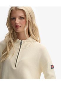 Superdry Damen Lockerer Strick-pullover mit Halbem Rei&szlig;verschluss White - Gr&ouml;&szlig;e: 40 2103227500674D8K019