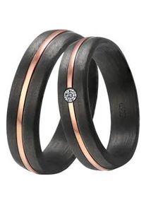 Trauring DOOSTI "Schmuck Geschenk CARBON Trauring Ehering Partnerring LIEBE" Gr. 60, rosa (schwarz, ros&eacute;goldfarben), Fingerringe, Damen, 60,mit Zirkonia, Carbon, 5mm, Trauring, wahlweise mit oder ohne Zirkonia