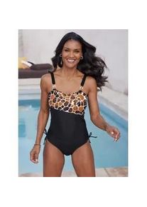 Badeanzug feel good, Damen, Gr. 52, Cup C, schwarz (schwarz, schoko, bedruckt), Elasthan, Polyamid, Badeanz&uuml;ge Badeanzug