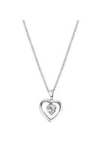Kette mit Anh&auml;nger Firetti "Schmuck Geschenk Silber 925 Halsschmuck Halskette Panzerkette Herz", silber (silberfarben, kristallwei&szlig;), Halsketten, Damen, Silber 925 (Sterlingsilber), L: 45 B: 1,1mm, mit Zirkonia (synth.), B:1,1mm