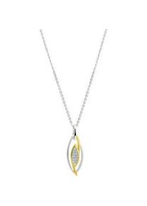 Kette mit Anh&auml;nger Firetti "Schmuck Geschenk Silber 925 Halsschmuck Halskette Ankerkette", gold (silberfarben, gelbgoldfarben, kristallwei&szlig;), Halsketten, Damen, Silber 925 (Sterlingsilber), L: 45 B: 1mm, mit Zirkonia (synth.), B:1mm