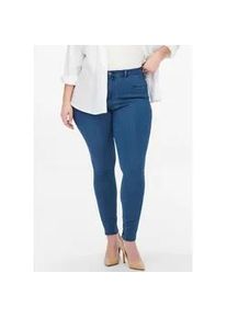 Skinny-fit-Jeans Only CARMAKOMA "CARTHUNDER REG PUSH UP SK DNM", Damen, Gr. 50, L&auml;nge 32, blau (blau, used), Denim/Jeans, Obermaterial: 53% Viskose, 29% Baumwolle, 17% Polyester, 1% Elasthan, unifarben, skinny fit kn&ouml;chellang, Jeans