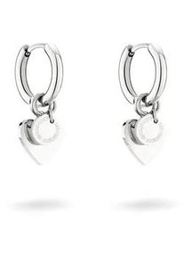 Paar Creolen Liebeskind Berlin "Schmuck Edelstahl Layered Love", silber (edelstahlfarben), Ohrringe, Damen, Edelstahl