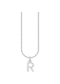 Kette mit Anh&auml;nger Thomas Sabo "Buchstabe" Gr. 45, bunt (silberfarben, wei&szlig;), Halsketten, Damen, 45, R, Silber 925 (recycelt), mit Zirkonia (synth.)