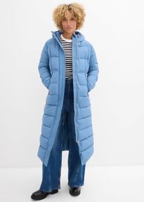 bonprix Langer Stepp-Mantel mit Kapuze, blau, Gr.48, Modischer, wattierter Mantel mit Tunnelzug