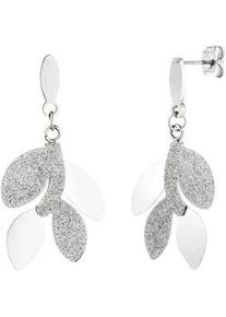 Paar Ohrh&auml;nger Jobo "Bl&auml;tter", silber (edelstahlfarben), Ohrringe, Damen, Edelstahl, Edelstahl