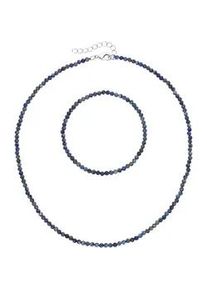 Ketten und Armband Set Firetti "Multipack Schmuck Geschenk Armkette Halskette", bunt (silberfarben, dunkelblau, dunkelblau), Schmuck_Sets, Damen, Elasthan, Messing, Polyester, facettierte Edelsteine