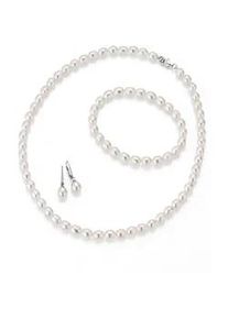 Schmuckset Firetti "Multipack Schmuck Geschenk Silber 925 Halskette Armband Ohrstecker", bunt (silberfarben, wei&szlig;), Schmuck_Sets, Damen, Nylon, Perlen, Seide, Silber 925 (Sterlingsilber), Schmuckset, Made in Germany - mit S&uuml;&szlig;wasserzuchtperlen