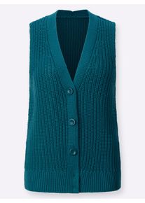 sheego Gro&szlig;e Gr&ouml;&szlig;en Strickweste in Grobstrick-Optik, aquapetrol, Gr&ouml;&szlig;e 46 - Damen